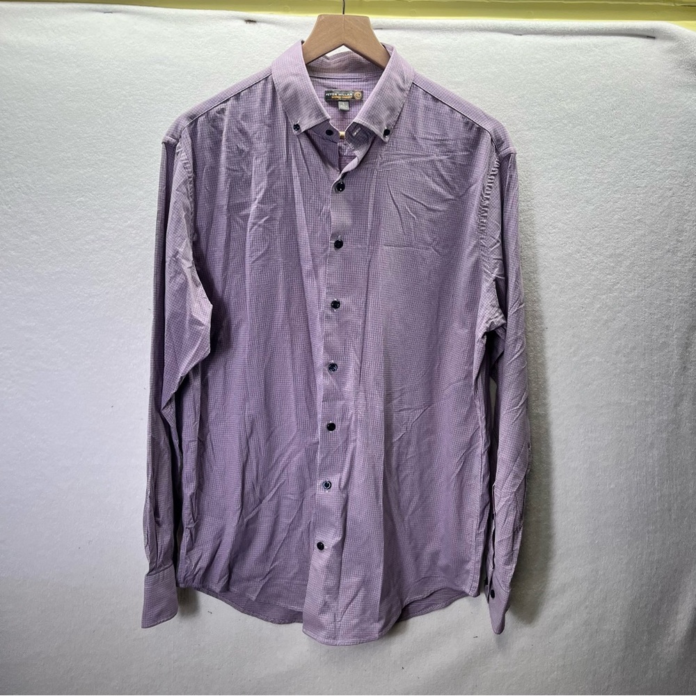 Peter Millar Summer Comfort Checker Button down Shirt Mens‎ L Comfy casual 2692